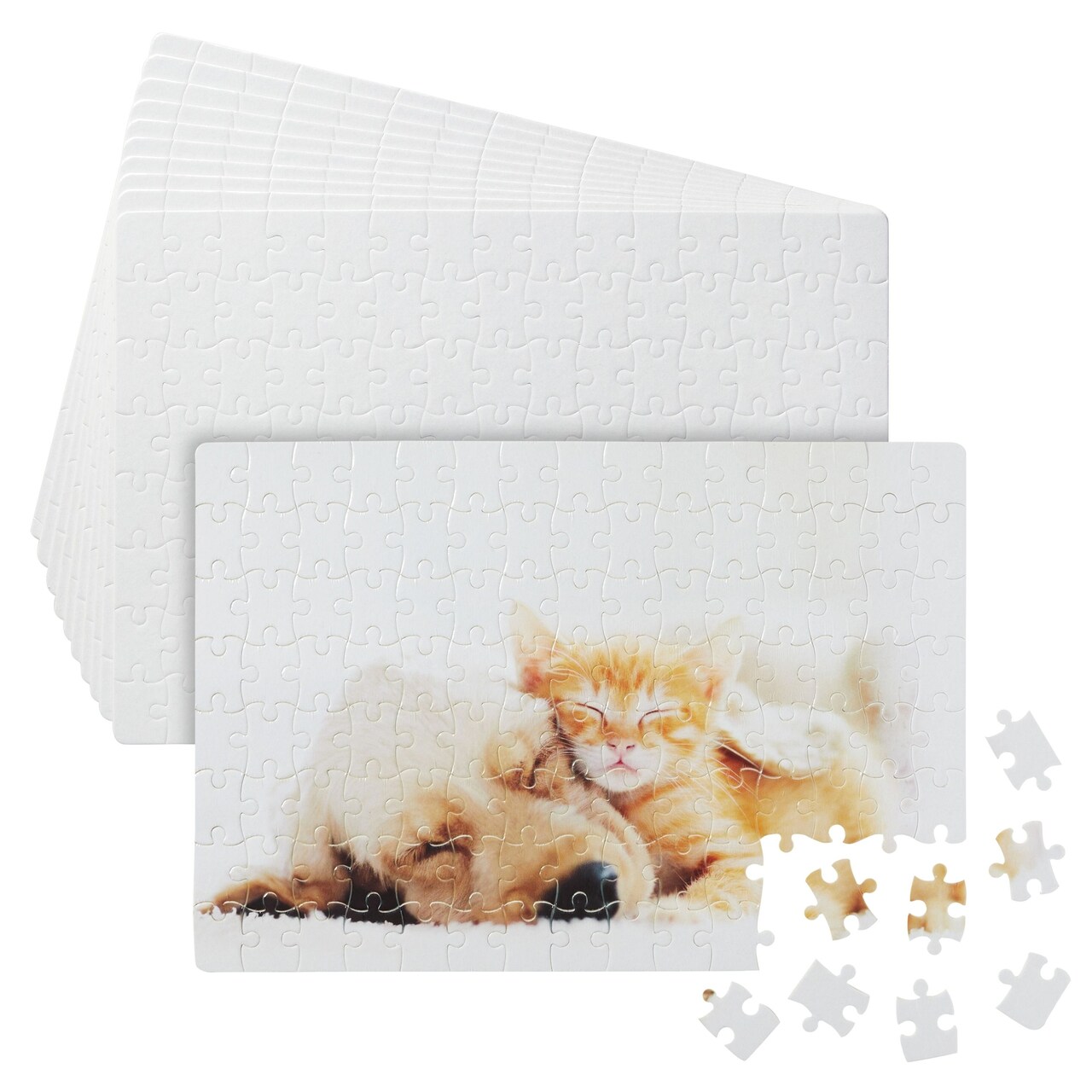 10 Pack A4 Blank Sublimation Puzzles, Custom Puzzle for DIY Crafts, White Cardboard Heat Press Jigsaw, 120 Pieces, Bulk